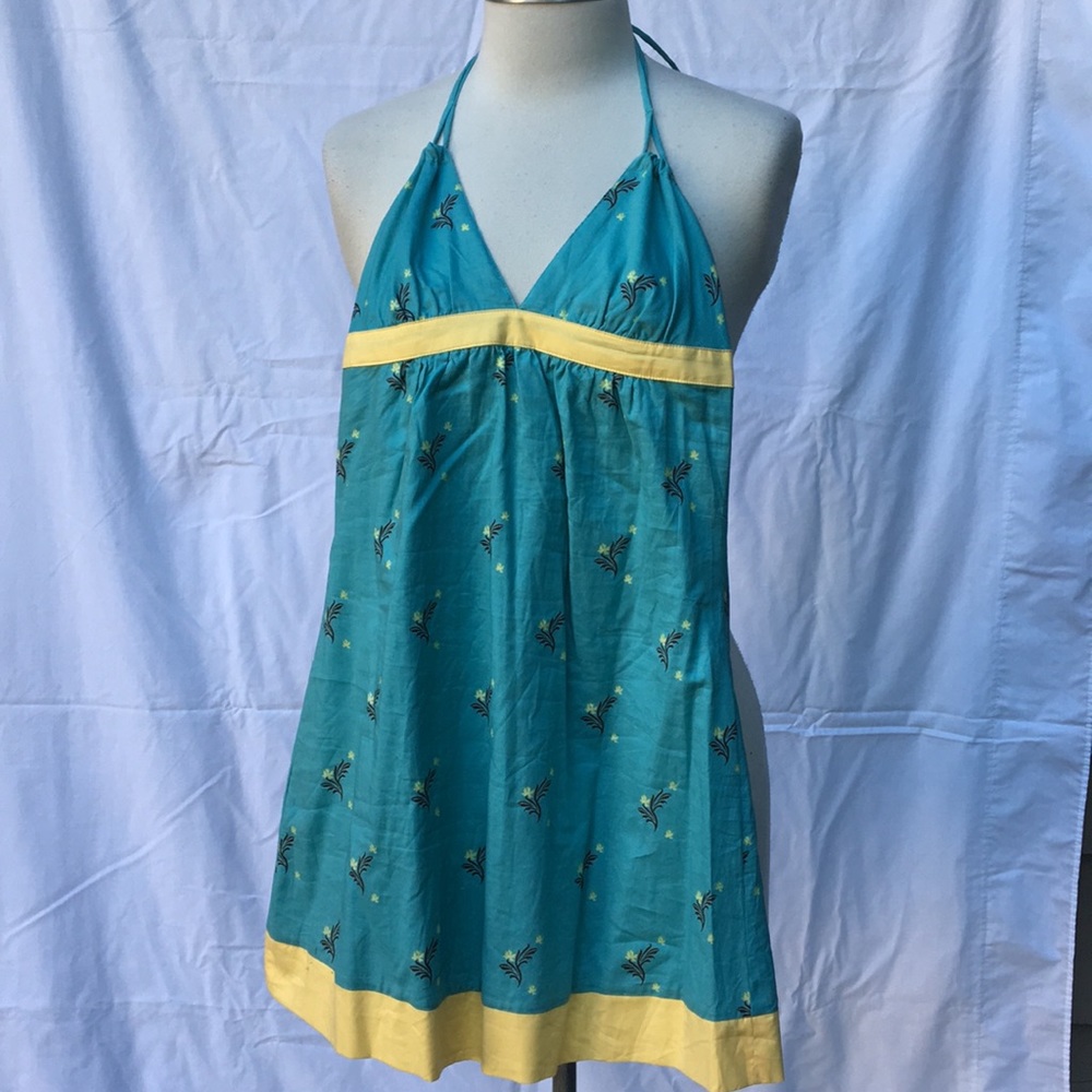 A-line Halter Floral Dress